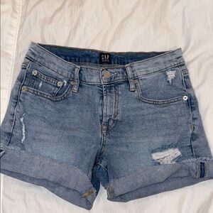 GAP Blue Denim Shorts with Distressed Details